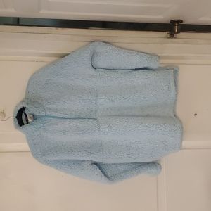Emily B light water blue Cozy Sherpa Half-Zip pullover sweater xlarge